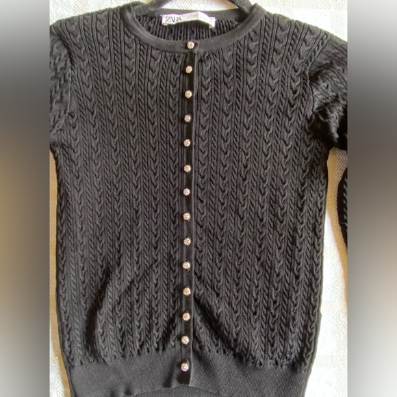 Zara womens crystal rhinestone button fitted sweater cardigan size small - Picture 5 of 9
